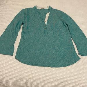 Pure linen blouse with coordinating linen scarf